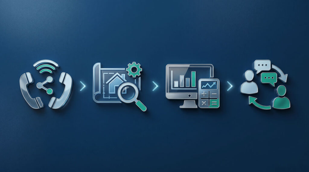 Proceso visual de la tasación inmobiliaria antes de vender en Chile.